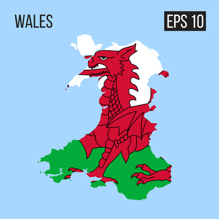 Wales map border with flagのイラスト素材