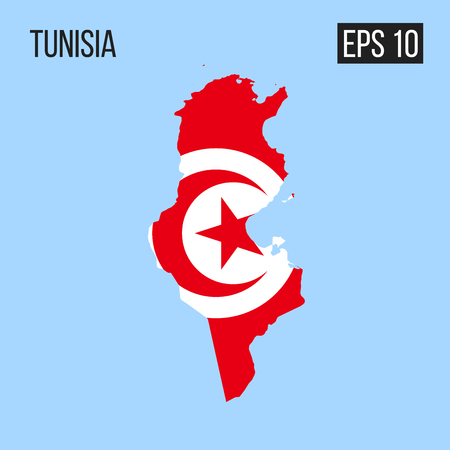Tunisia map border with flag vector Illustration.のイラスト素材