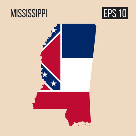 Mississippi map border with flag vectorのイラスト素材