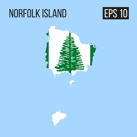Norfolk island map border with flagのイラスト素材