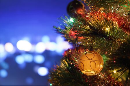 Decorated Christmas tree with shine lights