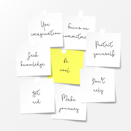 Paper notes. Motivations notes concept. Vector templateの写真素材