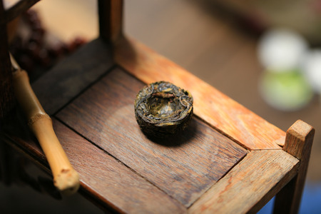 Pu Erh tea on wooden deckの写真素材