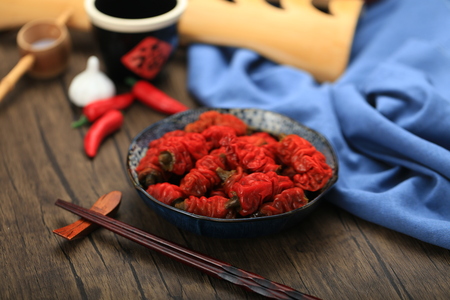 Salted pickled chili in a bowlの写真素材