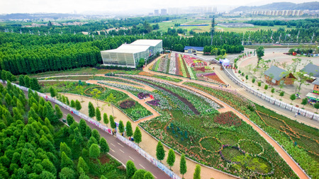 aerial view of Laoyuhe flower seaのeditorial素材