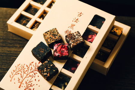 Five flavored brown sugar cubesのeditorial素材