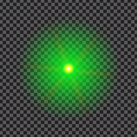 Green glowing light effect on transparent background. Glow light effect. Star burst with sparkles.のイラスト素材