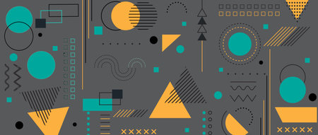 Abstract background with geometric elements in memphis style. Vector Illustration.のイラスト素材