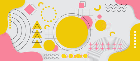 Minimal geometric background. Dynamic shapes composition. Vector Illustration.のイラスト素材