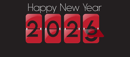 Happy New Year 2016. Vector illustration of red numbers with black background.