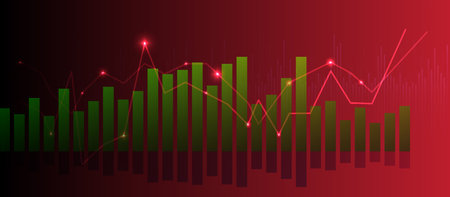 Stock market or forex trading graph and candlestick chart suitable for financial investment concept. Economy trends background for business idea and all art work design. Abstract finance background.のイラスト素材
