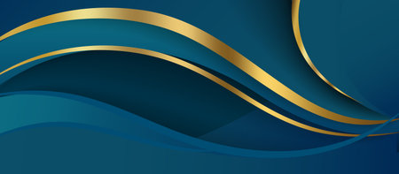 Luxury blue background with golden lines. Graphic design element.のイラスト素材