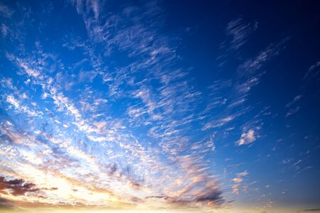 Cloud landscape. Beautiful sky. Light air dawn sun. Sunny sky background. Journey of the Soul.