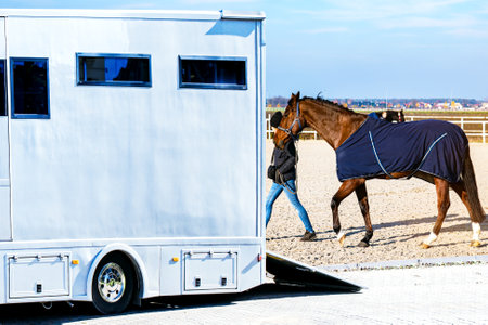Rider trains the horse in the riding course, Sports horse