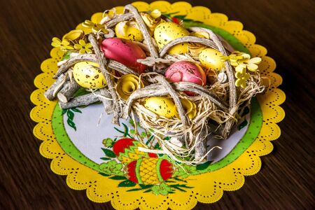 Colorful Easter eggs. feast of religion. Easter sunday