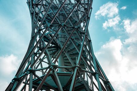 Steel Construction Frame. installation of steel structure at heightsの写真素材