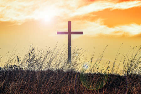 The cross of God in the rays of the sun. Background of religionsの写真素材