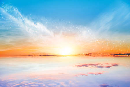 background sky at sunset and dawn. red cloud skyの写真素材