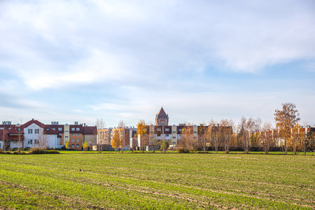 urban European street houses to the backgroundの写真素材