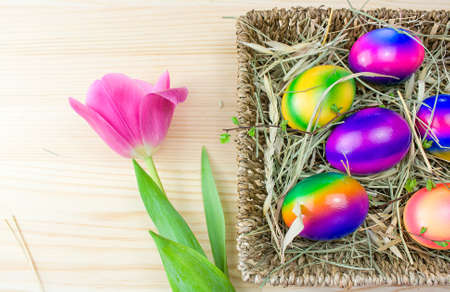 spring background with Easter egg, traditions of religion