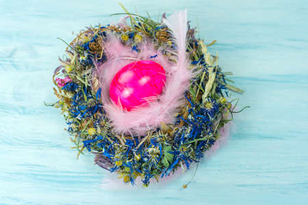spring background with Easter egg, traditions of religionの写真素材