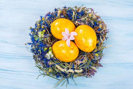 spring background with Easter egg, traditions of religionの写真素材