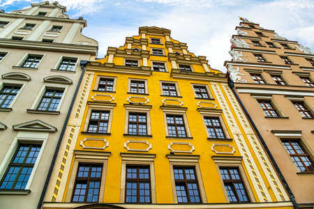 Beautiful colorful facades of antique building at Wroclaw, Polandの写真素材