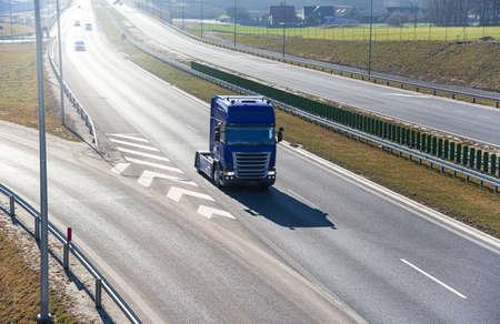 Truck on the roads of Europe. Logistics and delivery of cargoの写真素材