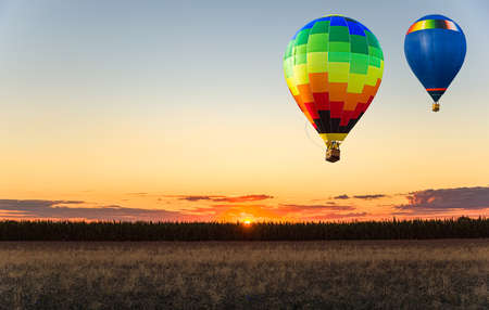balloon amid blue sky. soar in the cloudsの写真素材