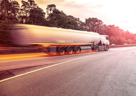 A big fuel tanker truck, photo blurの写真素材