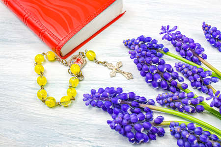 background of religion. cross on the table