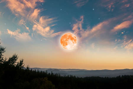 eclipse of the moon, a bright scientific phenomenonの写真素材