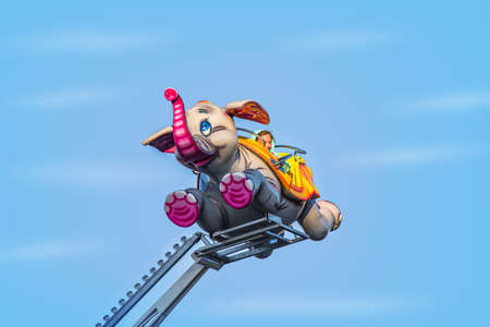 Children's attraction carousel, summer vacationの写真素材