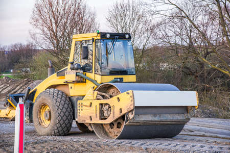 Car for laying asphalt near.