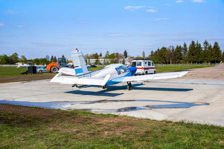 the plane is ready to take off into the sky