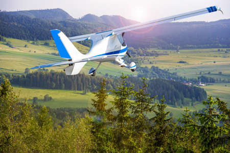 plane against the background of sunset. landscape nature from height view