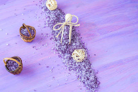 Sea salt, Lavender fragrance, for body. recipes for youthの写真素材