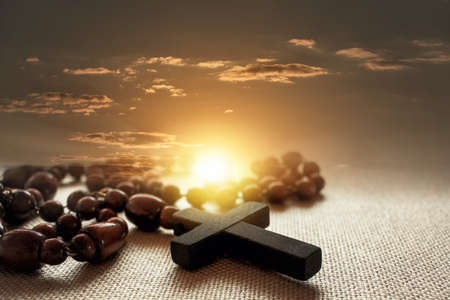 The cross of God in the rays of the sun. Fundamentals of religionsの写真素材