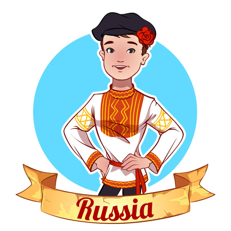 Boy in Russian national clothesのイラスト素材