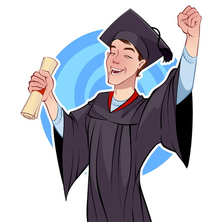 Joyful graduate with a diplomaのイラスト素材