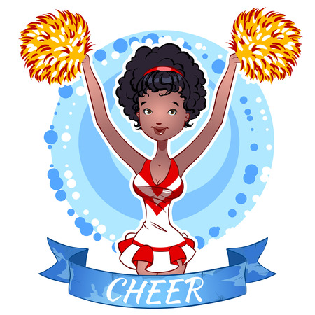 Pretty Cheerleader with Pom Pomsのイラスト素材