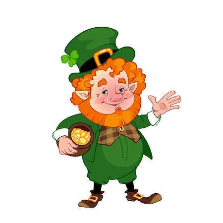 Cheerful leprechaun with a pot of goldのイラスト素材