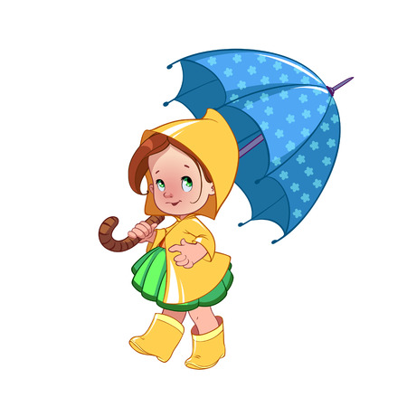 Cute little girl with umbrellaのイラスト素材