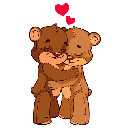 Two cute teddy bears in loveのイラスト素材