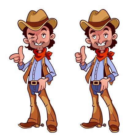 Cheerful cowboy with a finger upのイラスト素材
