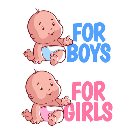 Boy and girl baby logo. Isolated on a white background.のイラスト素材