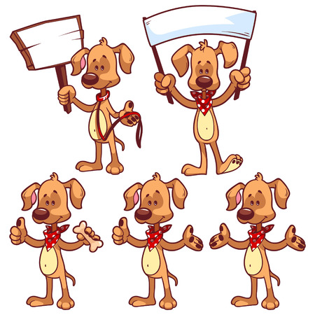 Set of cartoon dog on a white background. Vector illustrationのイラスト素材