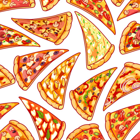 Seamless pattern with pizza. Vector clip art illustrationのイラスト素材