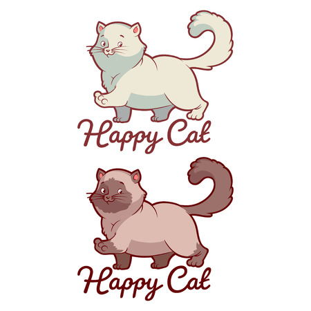 Logo template for pet shop with happy cat. Vector clip-art illustration on a white background.のイラスト素材