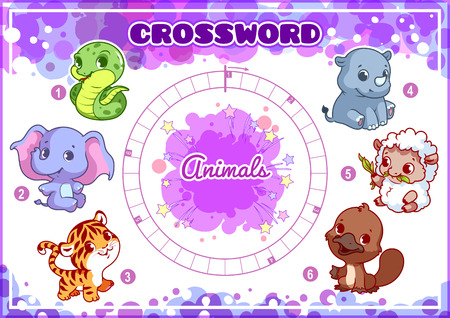 Educational game for kids. Word puzzle. Worksheet for class or at home with the kids. A4 size. Horizontal orientation.のイラスト素材